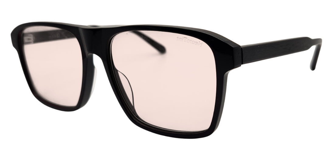 Barney frame in Black with FL-41 Light (27%) tinted lenses, side view