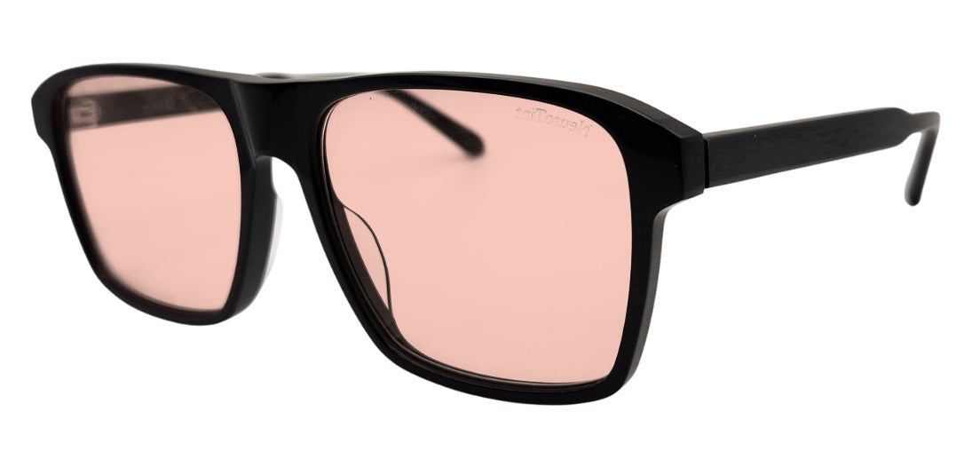 Barney frame in Black with FL-41 Medium (50%) tinted lenses, side view