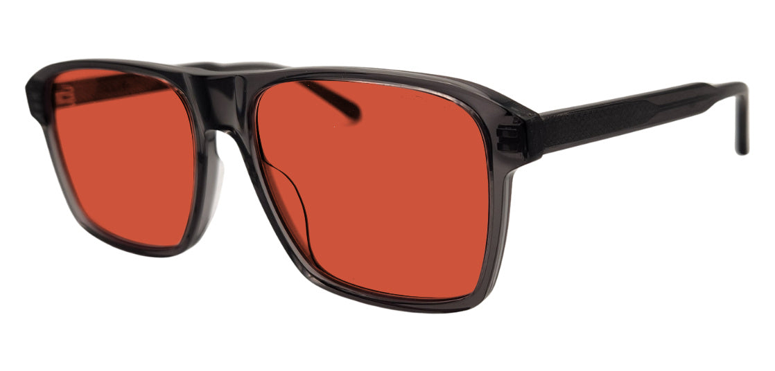 Barney frame in Grey with FL-41 Dark (75%) tinted lenses, side view