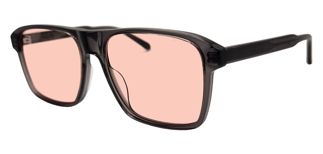 Barney frame in Grey with FL-41 Medium (50%) tinted lenses, side view