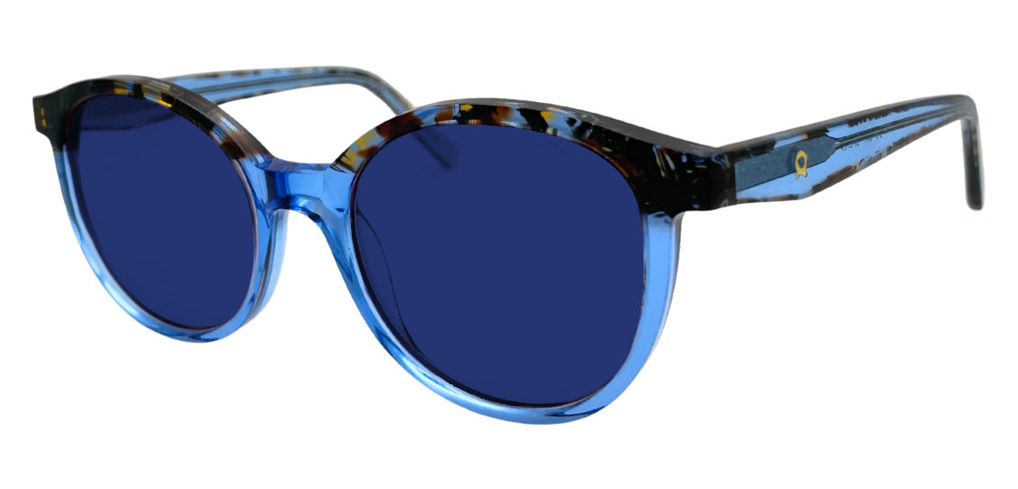 Dowe frame in Blue with Z1 Blue tinted lenses, side view