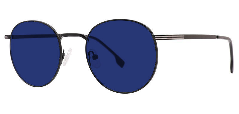 Frere frame in Black with Z1 Blue tinted lenses, side view