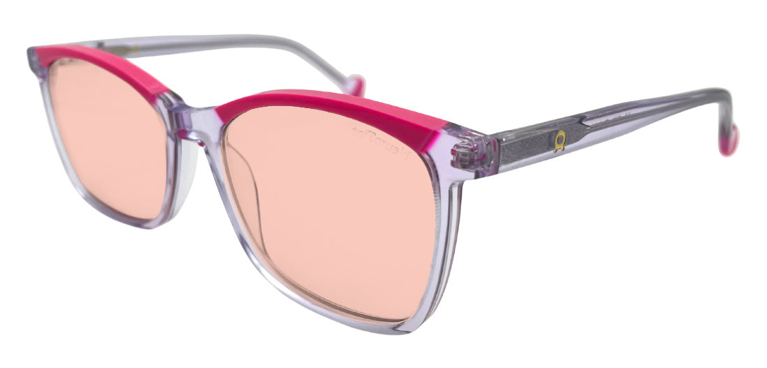 Hay frame in Pink with FL-41 Medium (50%) tinted lenses, side view