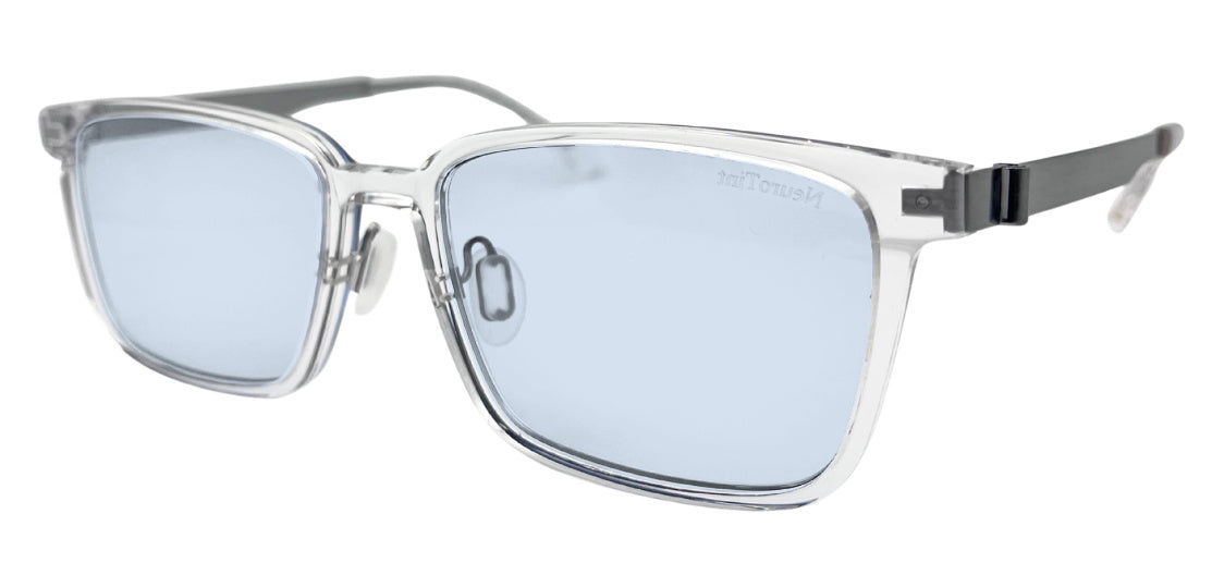 Rock frame in Clear with E-Blue Light (15%) tinted lenses, side view