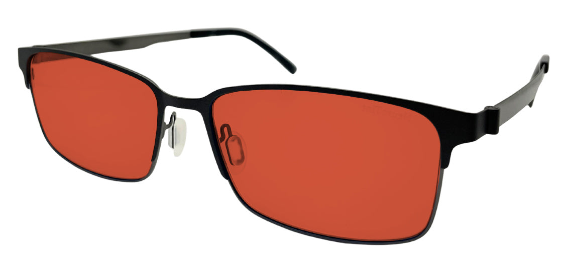 Sentinels frame in Black with FL-41 Dark (75%) tinted lenses, side view
